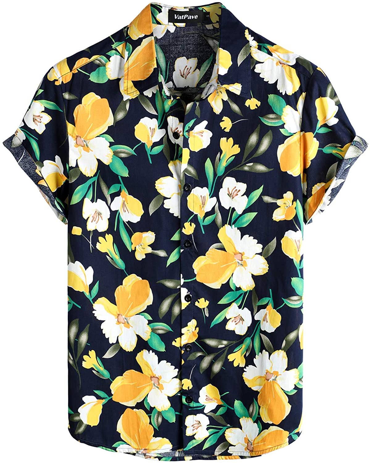 VATPAVE Mens 100% Cotton Hawaiian Shirts Button Down Short Sleeve Beach Shirts Summer Casual Aloha Shirts 