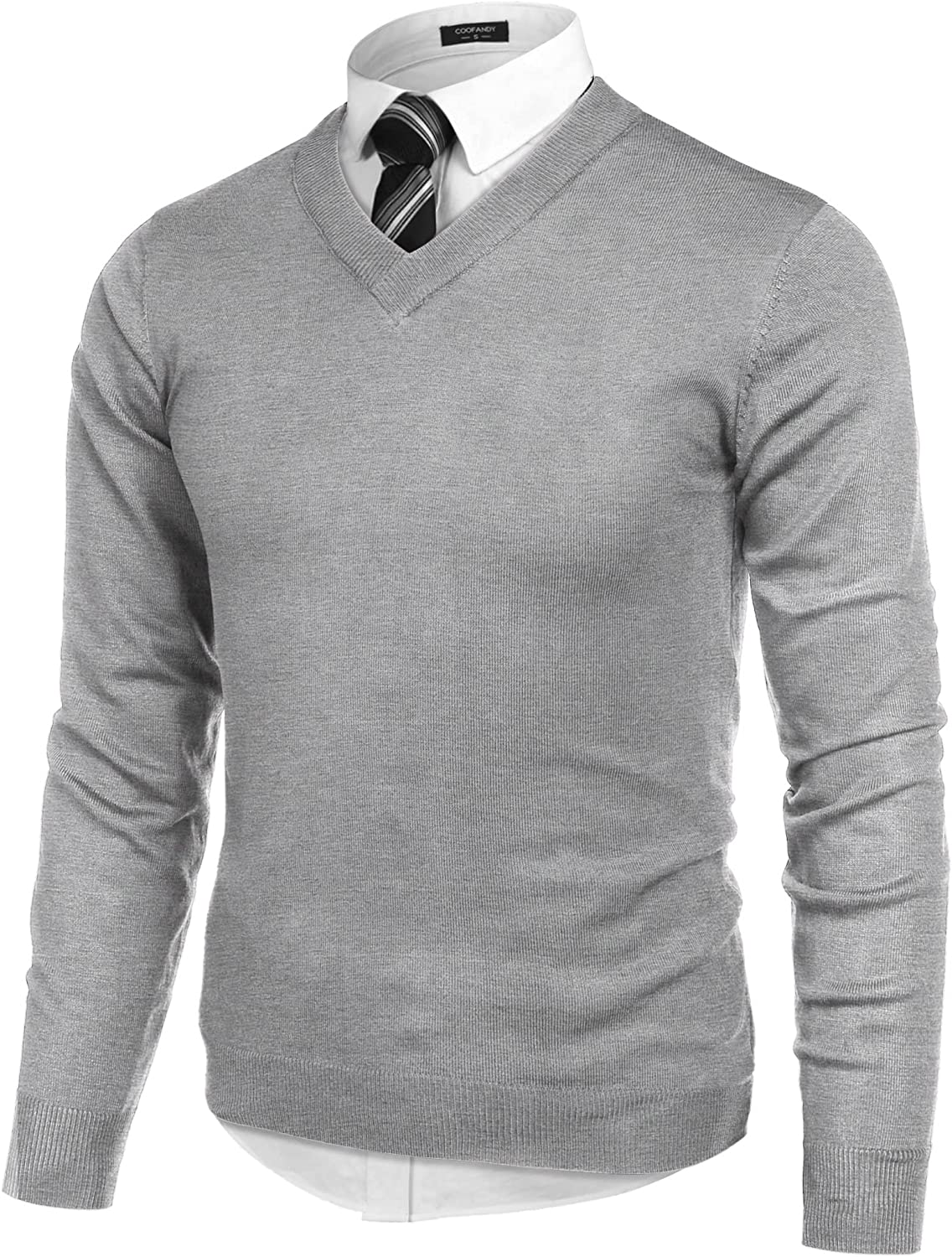 COOFANDY Mens V Neck Dress Sweater Long Sleeve Slim Fit Fashion Pullover  Sweater