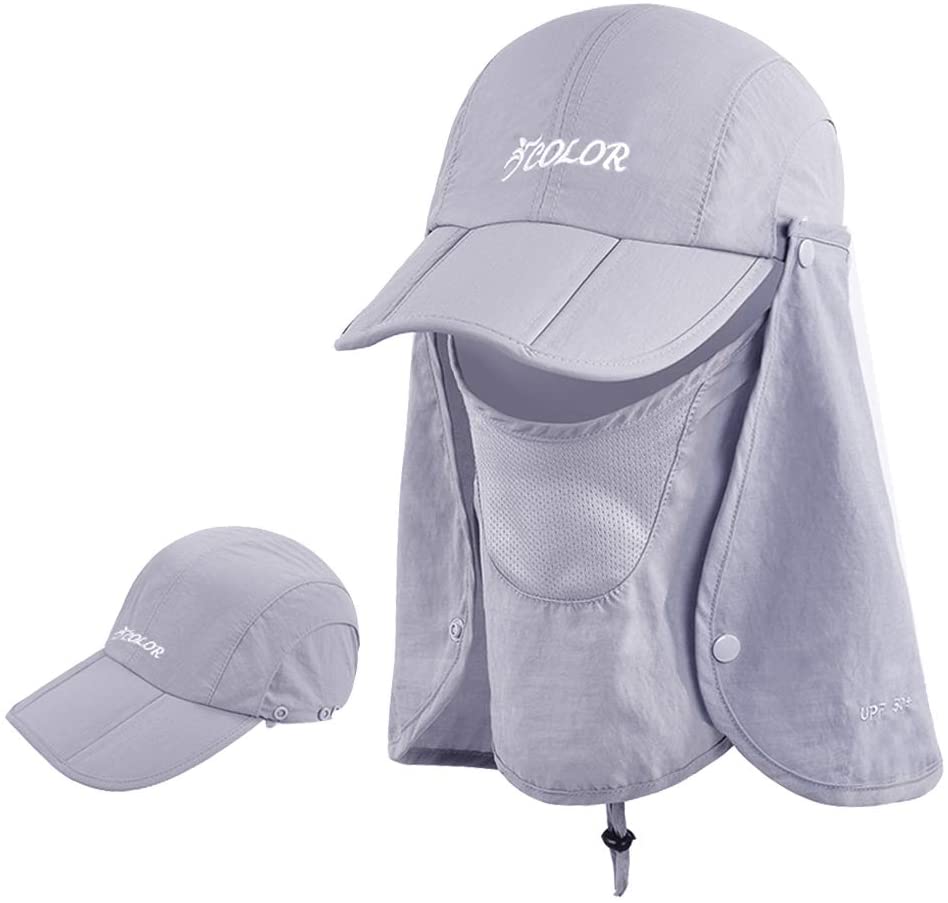 icolor Sun Cap Fishing Hats, Outdoor UPF 50+ Quick Dry Wide Brim UV Sun  Protection Cap with Neck Flap for Men Women (Light-Gray) : :  Clothing & Accessories