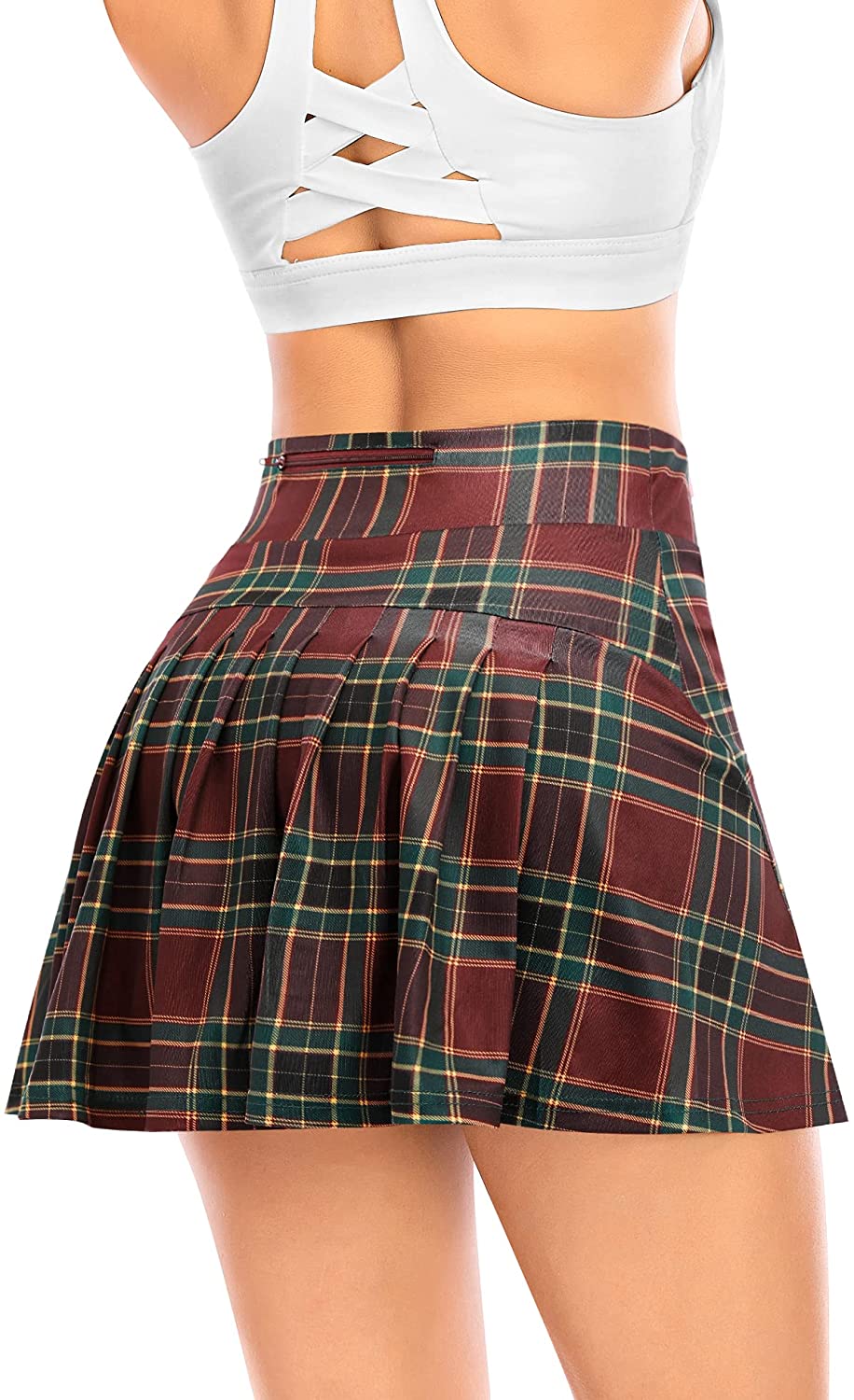 Women Pleated Tennis Skirt With Pockets Shorts Athletic Skirts