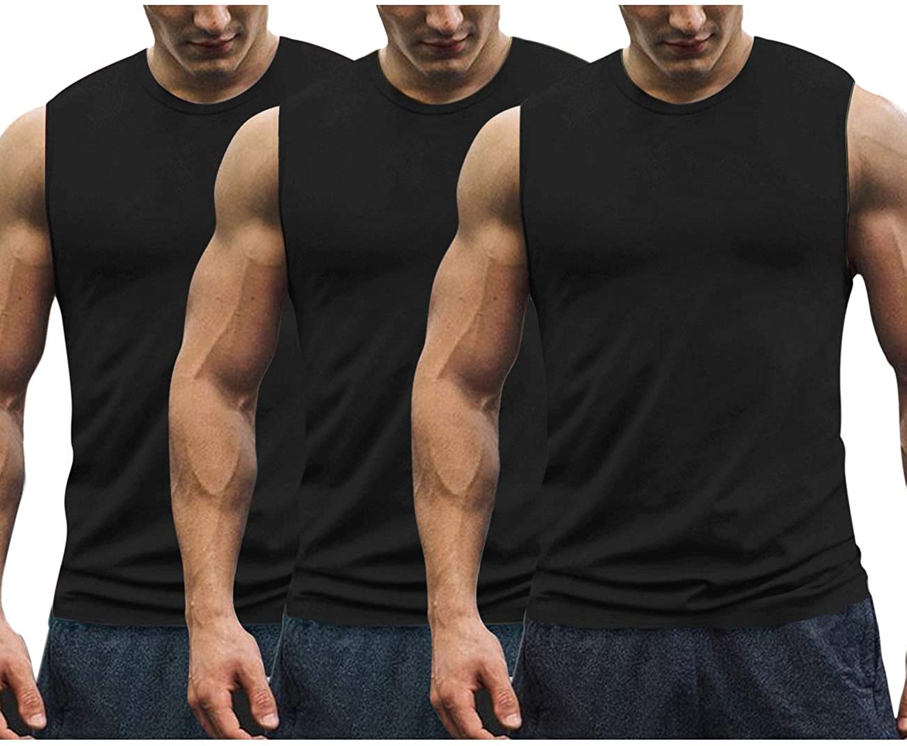 COOFANDY Mens Workout Tank Tops 3 Pack Quick Dry Gym Muscle Tee Fitness Bodybuilding Training Sports Sleeveless T Shirt
