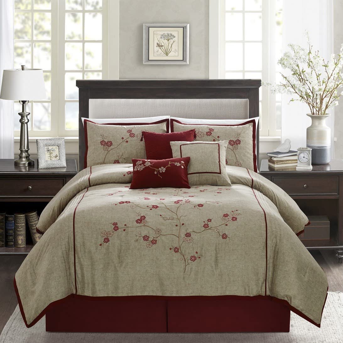 Chezmoi Collection Miki Luxury 7-Piece Red Cherry Blossoms ...