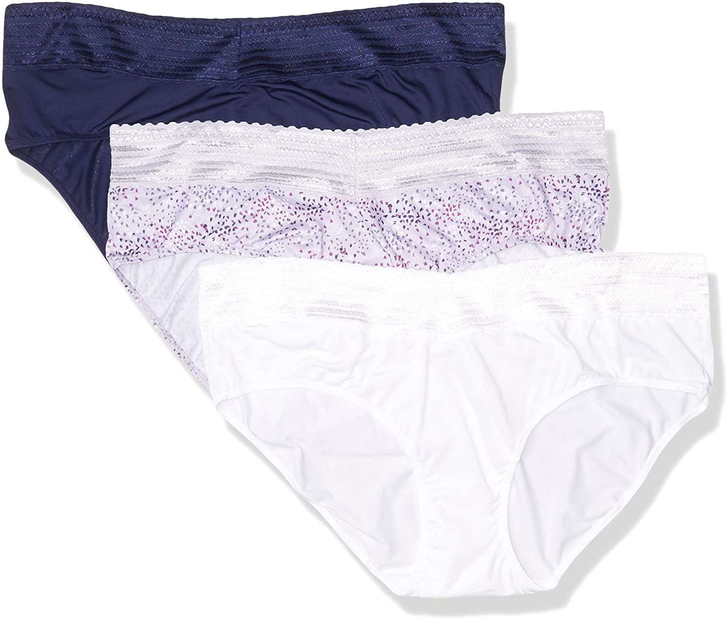 Warner's Women's Blissful Benefits No Muffin 3 Pack Cotton Hipster Panties,  Stone Crystal Web/Platinum/Black, Small : : Clothing, Shoes &  Accessories