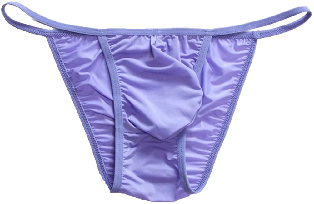 Mlovew Mens Comfortable Silky Bugle Pouch Tanga Briefs Strings Bikini Underwear 