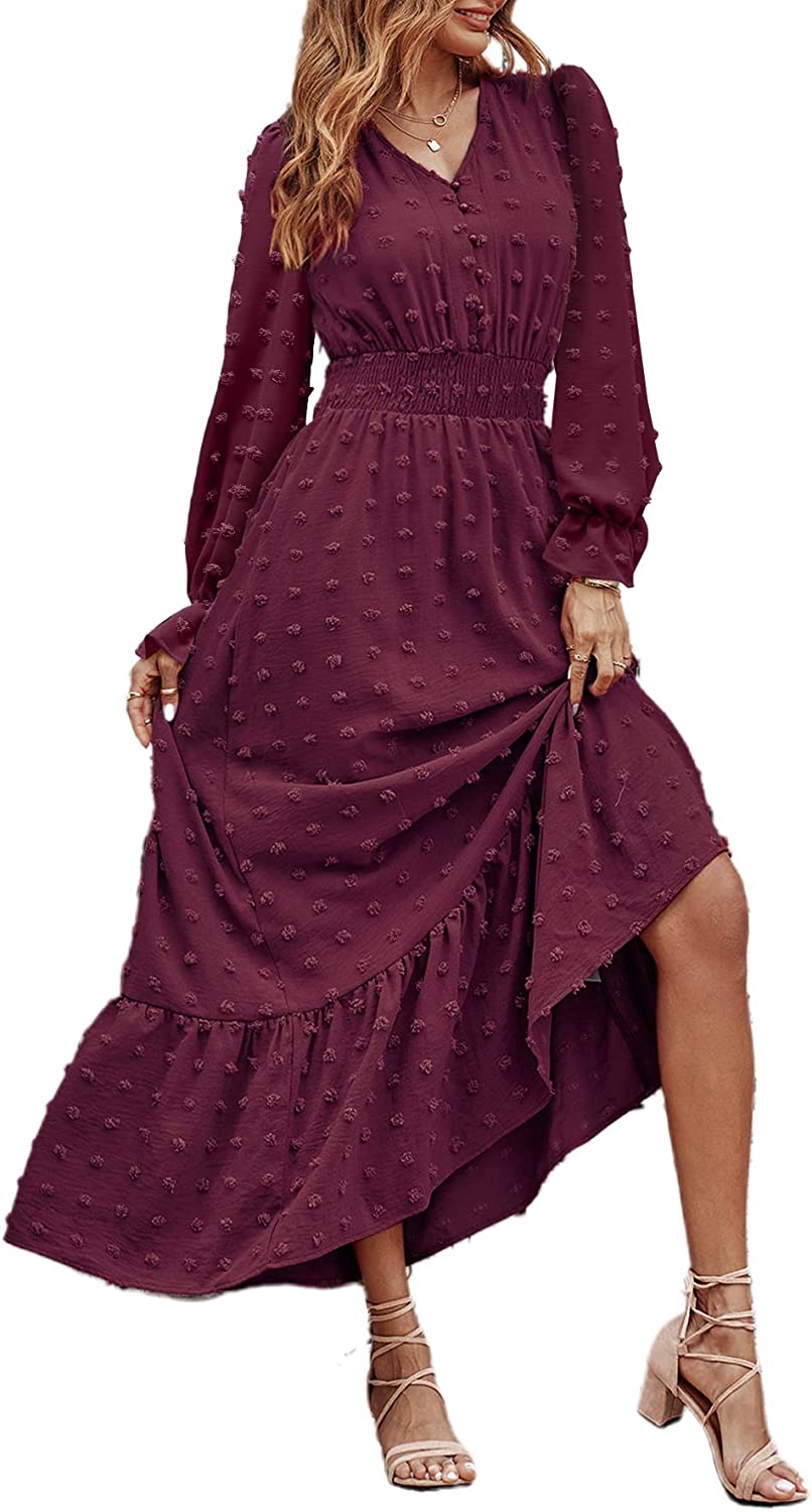 Swiss Dot Maxi Dress, Dusty Mauve