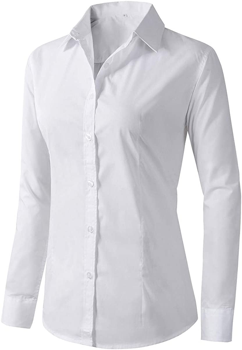 Beninos Women's Formal Work Wear White Simple Shirt : : Clothing,  Shoes & Accessories