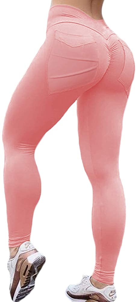 Hfyihgf Women's Ruched Butt Enhancing Leggings Pants High Elastic Waist  Push Up Yoga Skinny Hey Nuts Leggings Pants Solid Color Sports Fitness  Pants