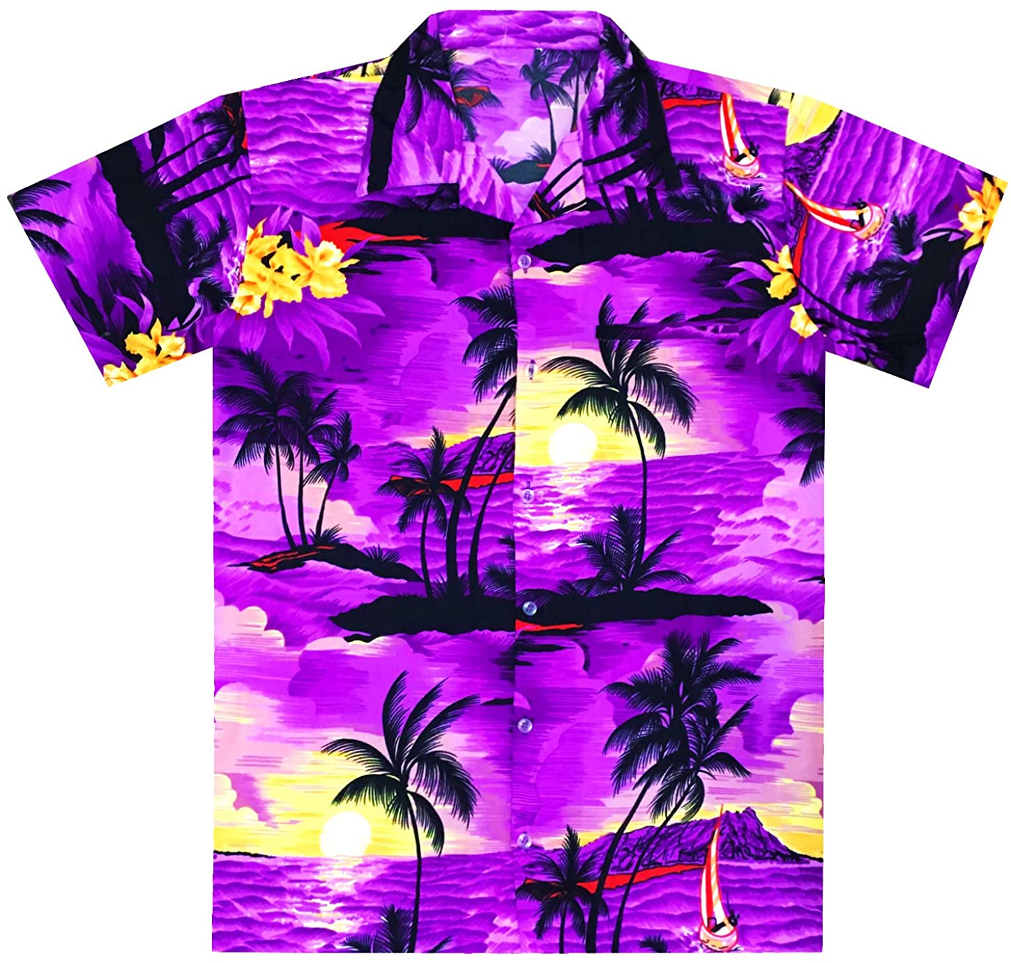 Varnit Crafts Hawaiian Shirt for Mens Flamingo Button-Down Relaxed-Fit