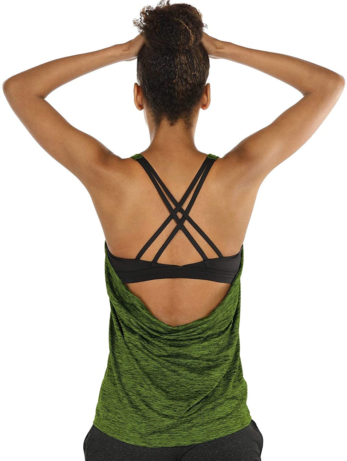 Workout Tank Tops for Women with Built in Bra Athletic Camisole Strappy  Back Yoga Tanks 