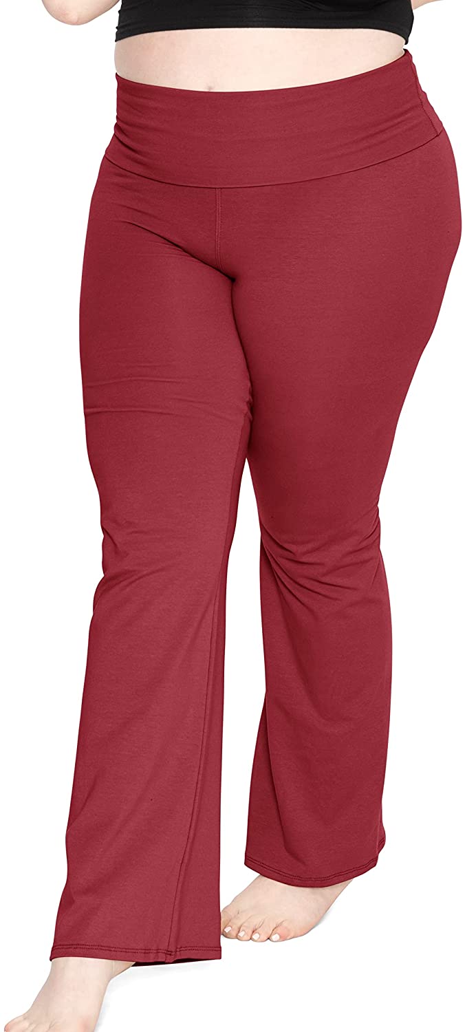  Stretch Is Comfort Womens Foldover Plus Size Yoga Pants Hot  Pink 3X