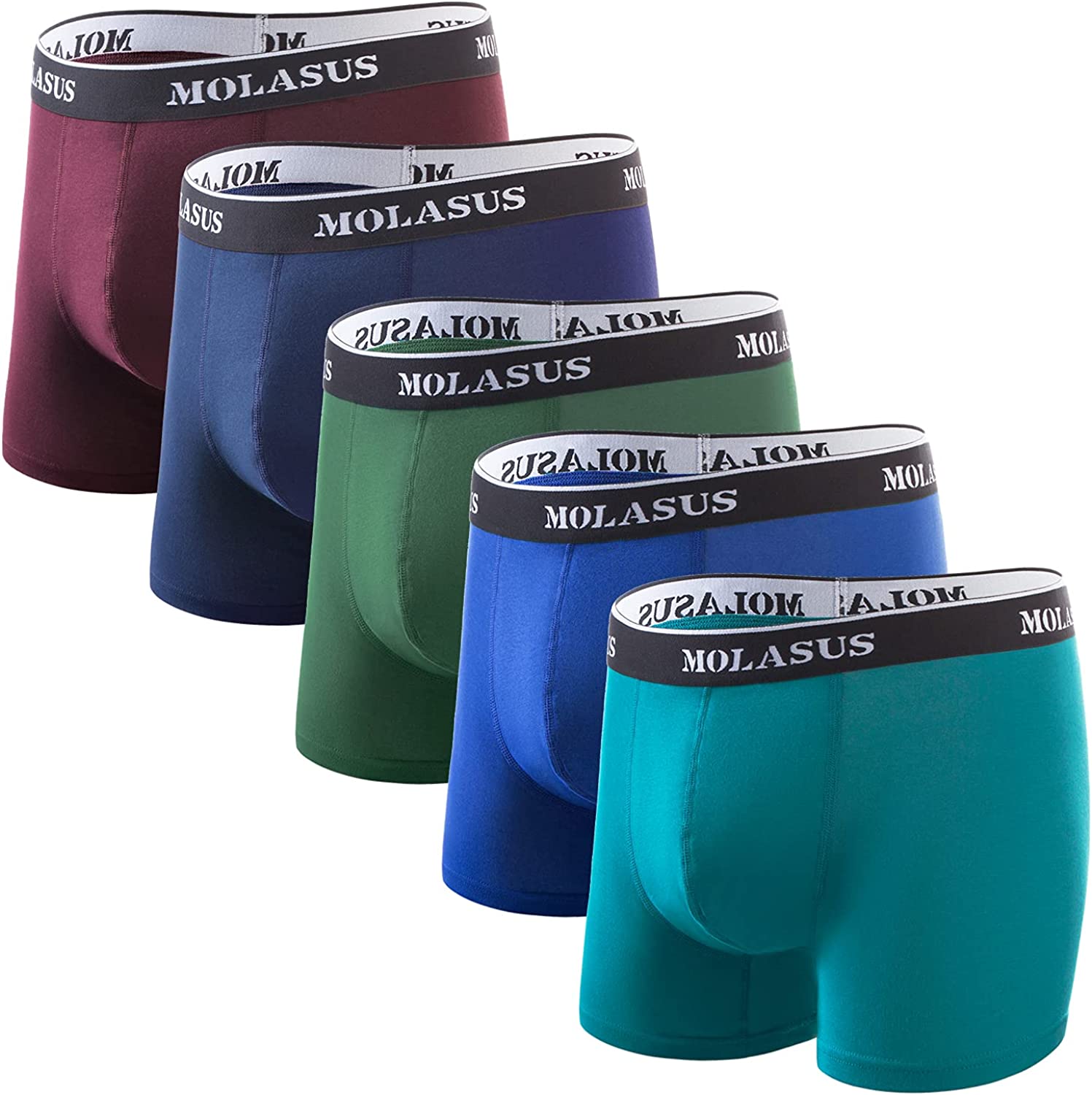 Molasus Mens Cotton Stretch Trunks Underwear No Fly Tagless
