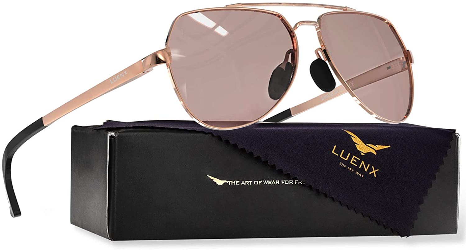 LUENX Men Aviator Sunglasses Polarized Women - UV 400 Protection