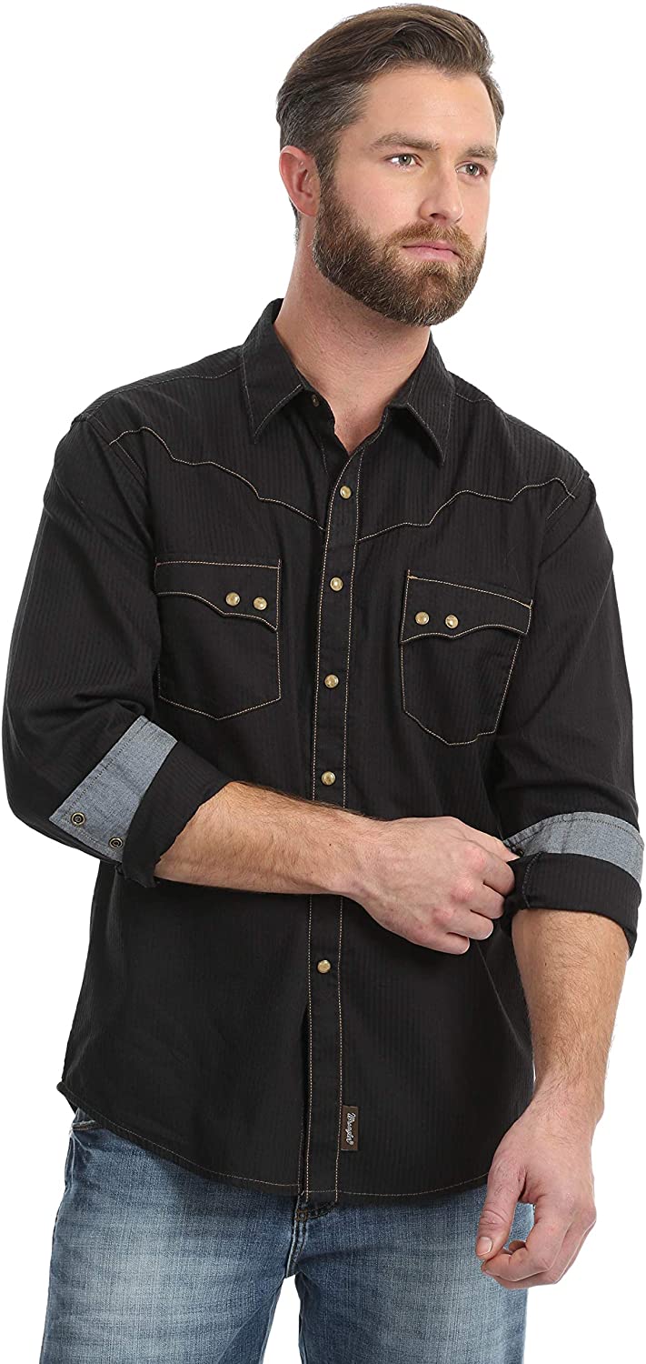 Wrangler Mens Retro Two Pocket Long Sleeve Snap Shirt