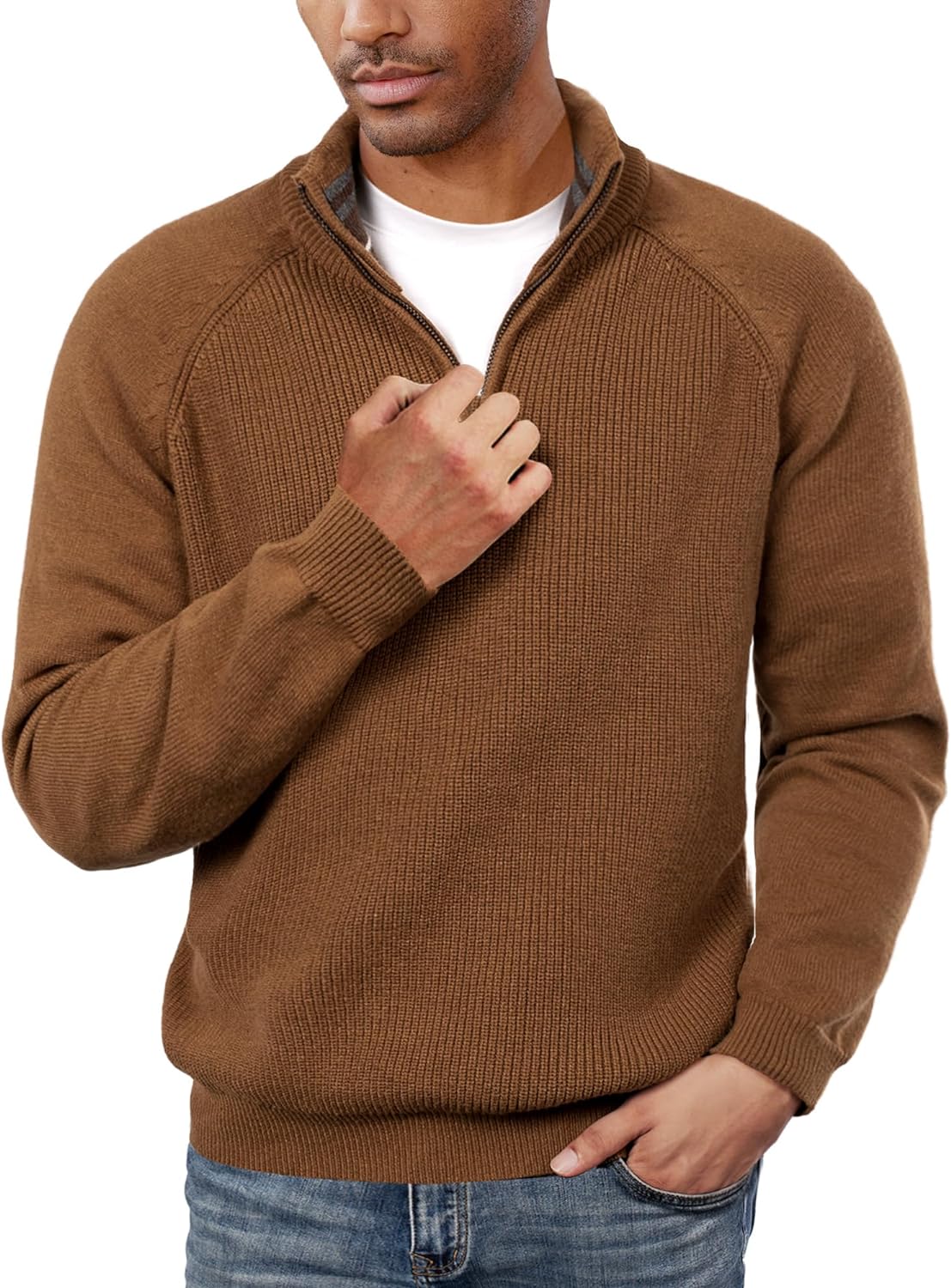 PJ PAUL JONES Men's Quarter Zip Sweater Casual Mock Neck