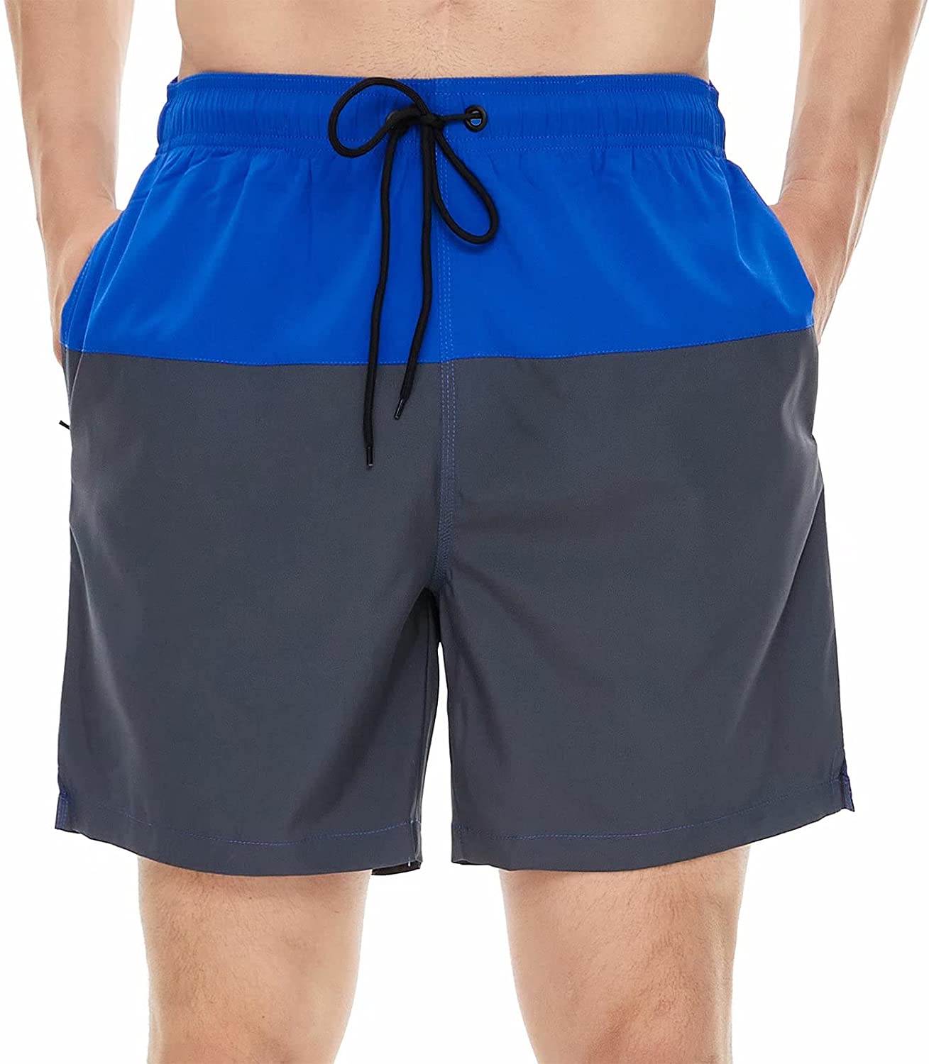 Tyhengta Men's Swim Trunks Quick Dry Beach Shorts with Zipper Pockets and  Mesh L