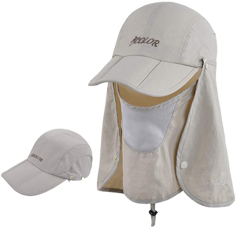 icolor Sun Cap Fishing Hats, Outdoor UPF 50+ Quick Dry Wide Brim UV Sun  Protection Cap with Neck Flap for Men Women (Light-Gray) : :  Clothing & Accessories