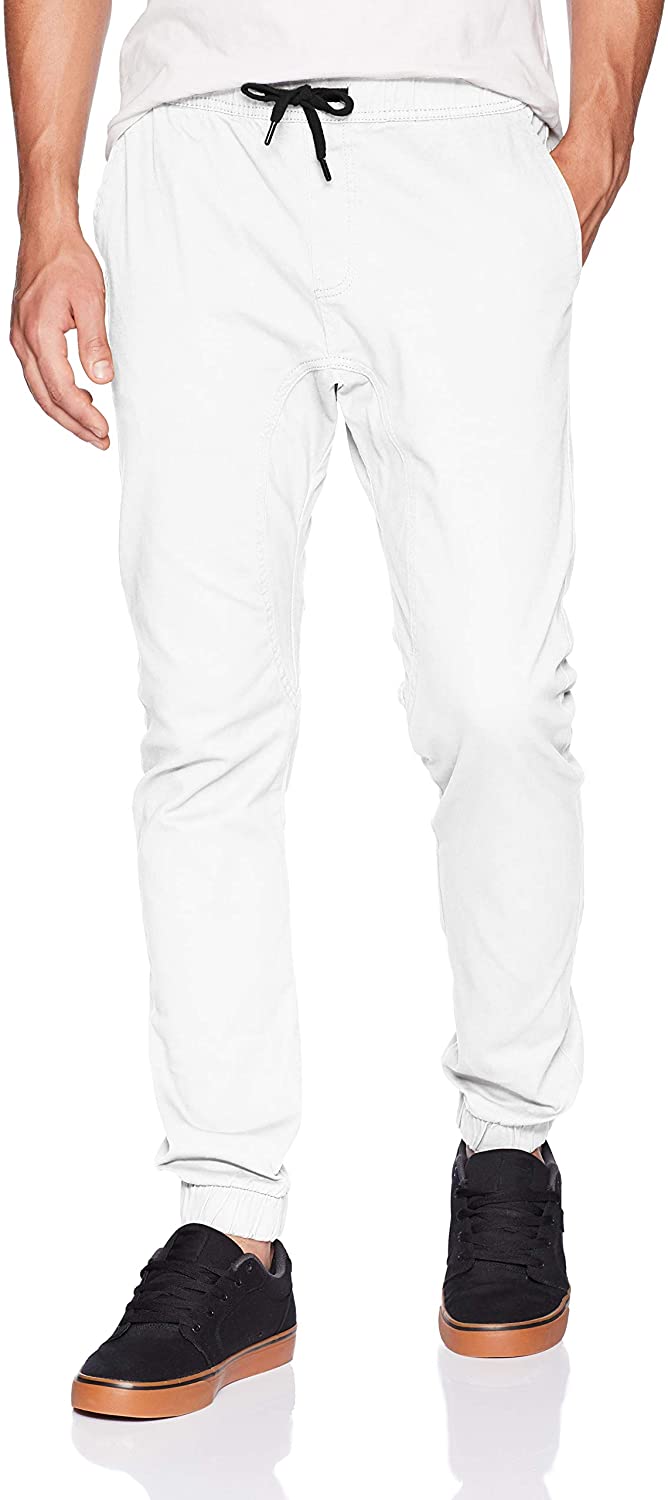 WT02 Young Men's Jogger Pants in Basic Solid Colors and Stretch