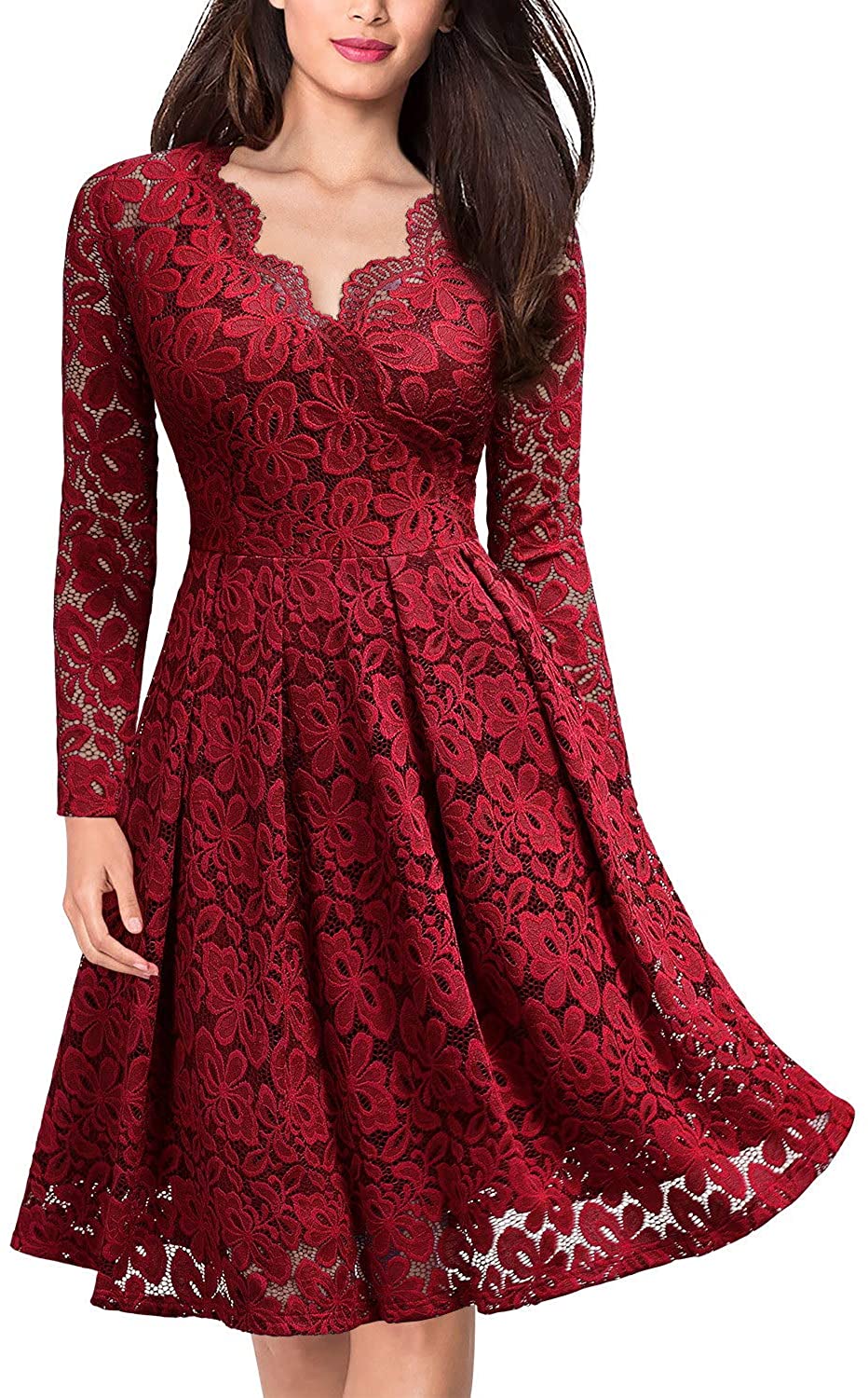 Women's New Vintage Lace Formal Wedding Cocktail Evening Party Retro Swing Dress 