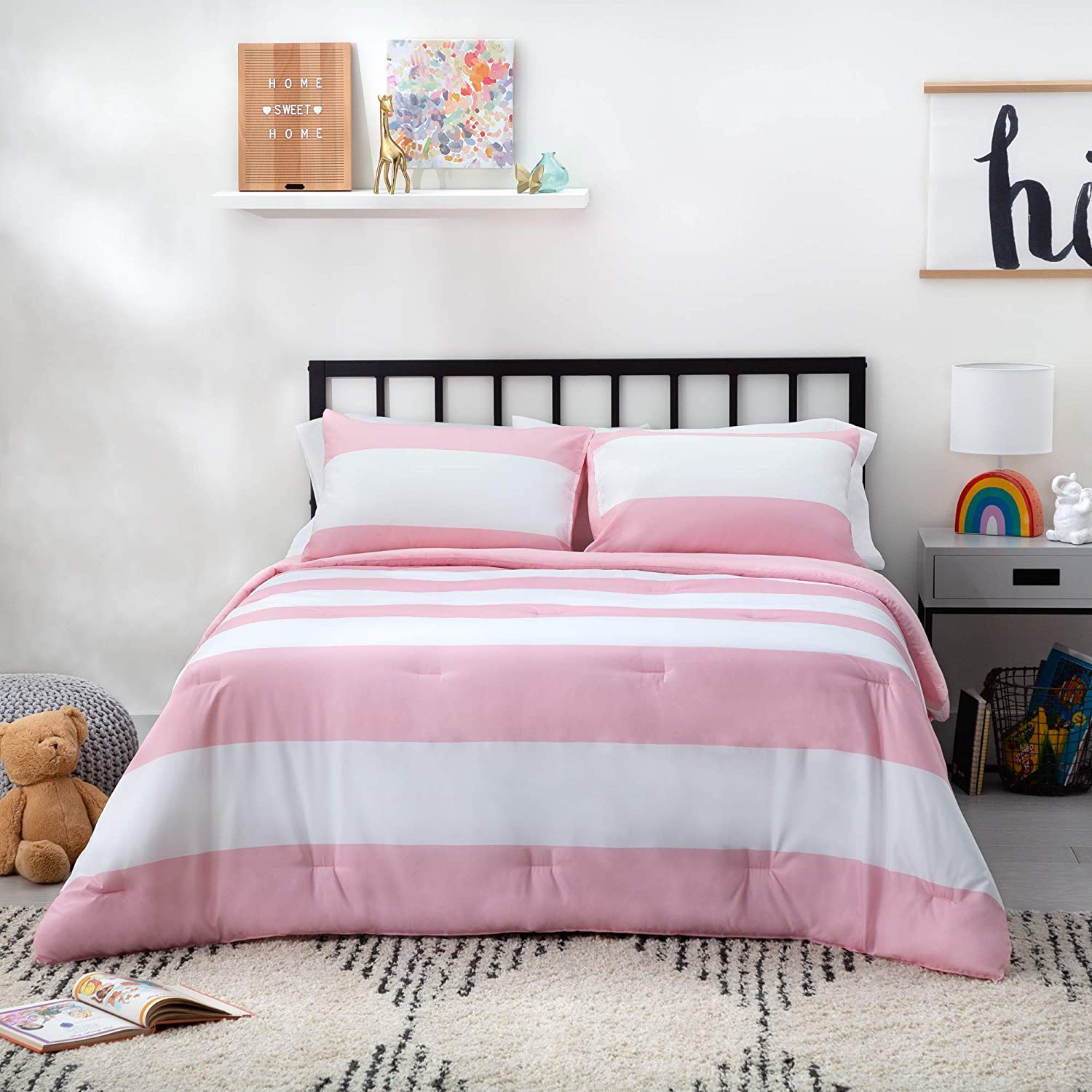 Pink Quatrefoil Quilted Down Alternative Comforter Duvet Insert King Size 