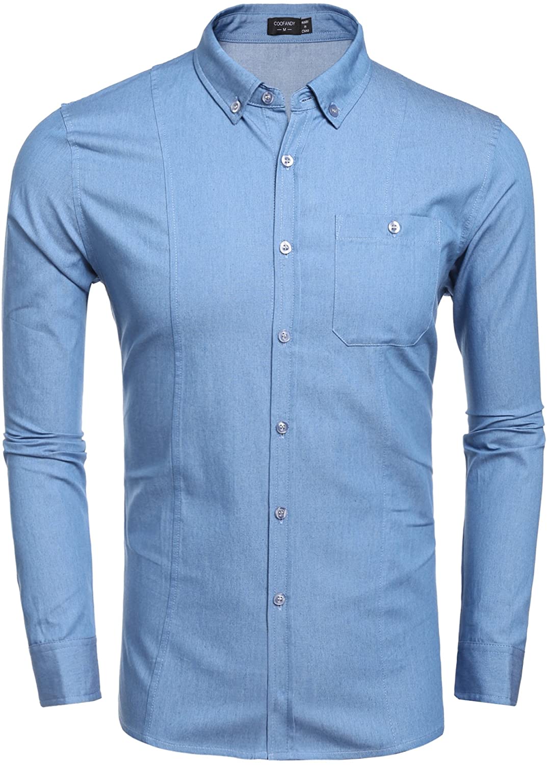 COOFANDY Men's Casual Long Sleeve Stand Collar Button Down Shirt | eBay