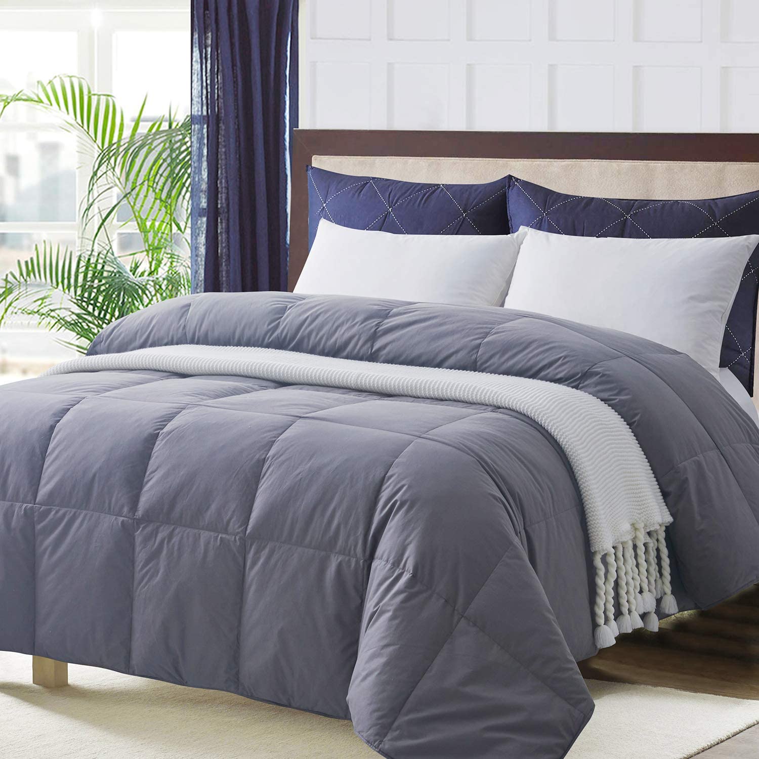 Ubauba All-Season Twin Down Comforter 100% Cotton Quilted Feather ...
