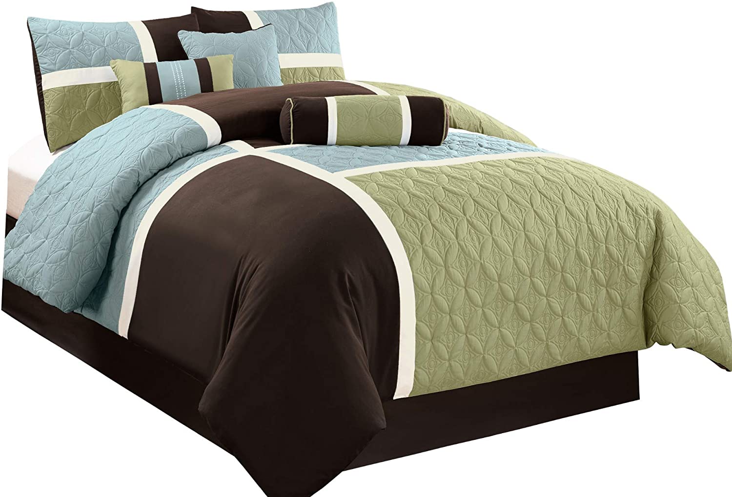 Chezmoi Collection 7-Piece Quilted Patchwork Comforter Set (