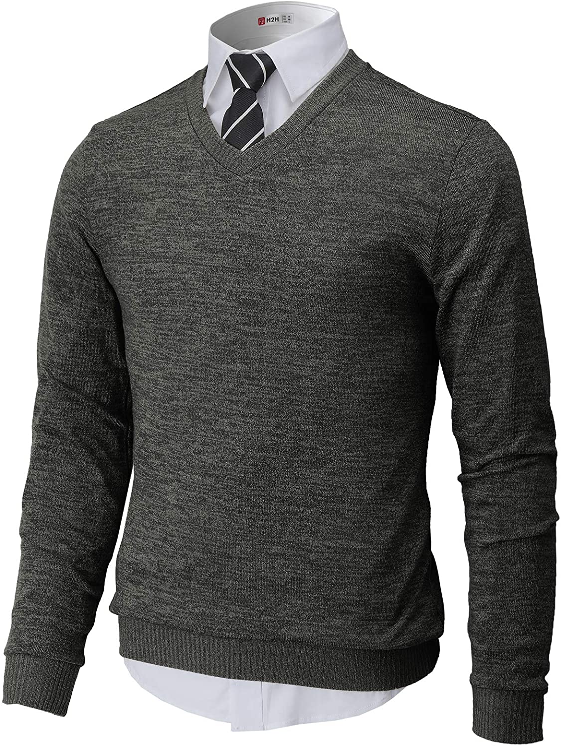 H2H Mens Casual Slim Fit Pullover Sweaters Knitted Tops Lightweight  Longsleeve B