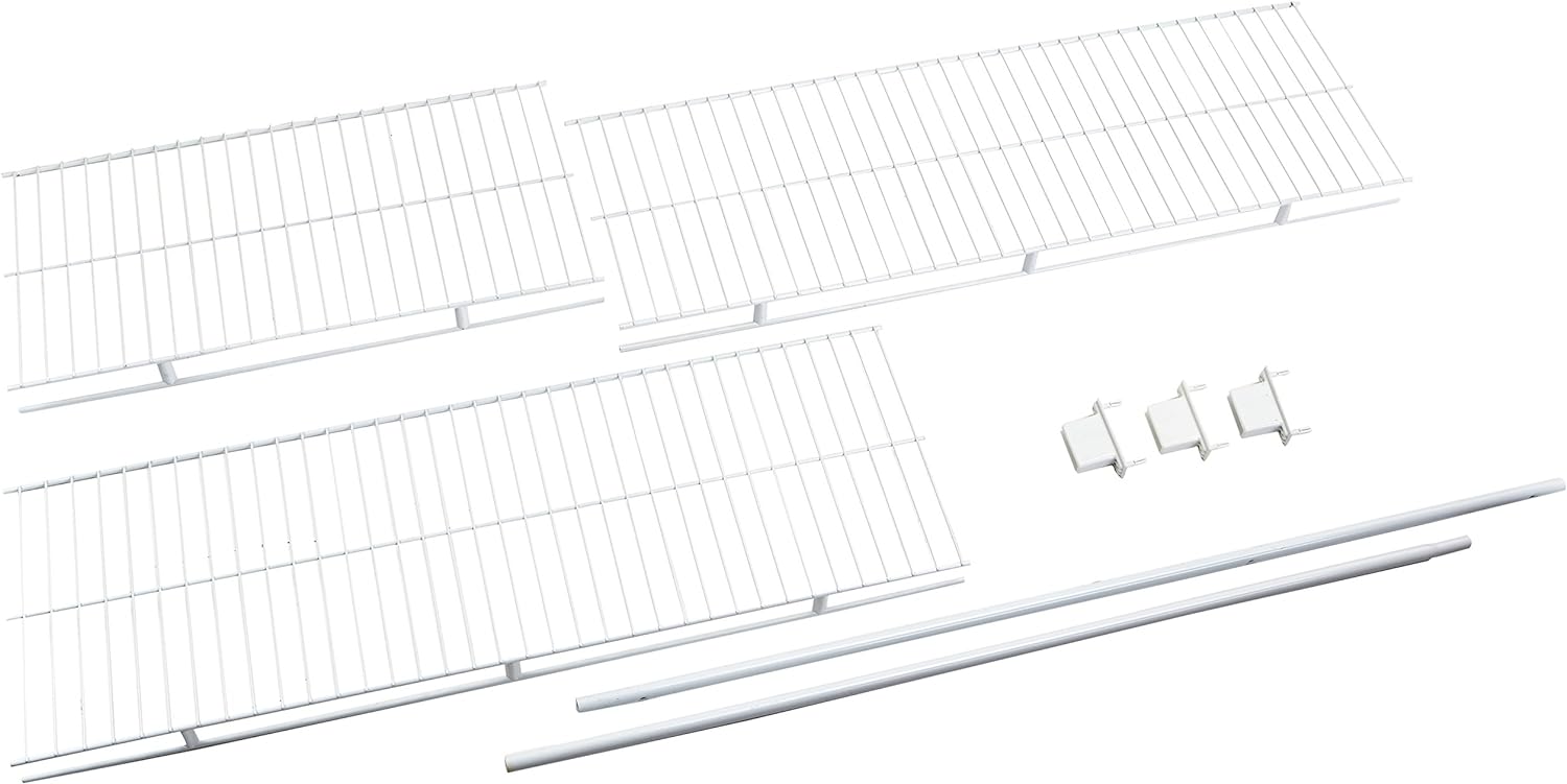 Rubbermaid Linen Closet Shelf Kit, 3-Feet, White, Wire Shelving System for  Laundry Rooms, Linen Closets or Basements