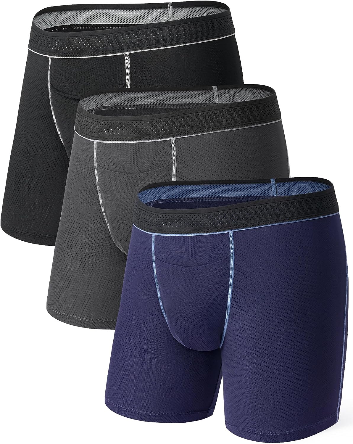 3 Packs Long Boxers Brief Quick Dry Sports David Archy Comfortable  Breathable Underwear For Men