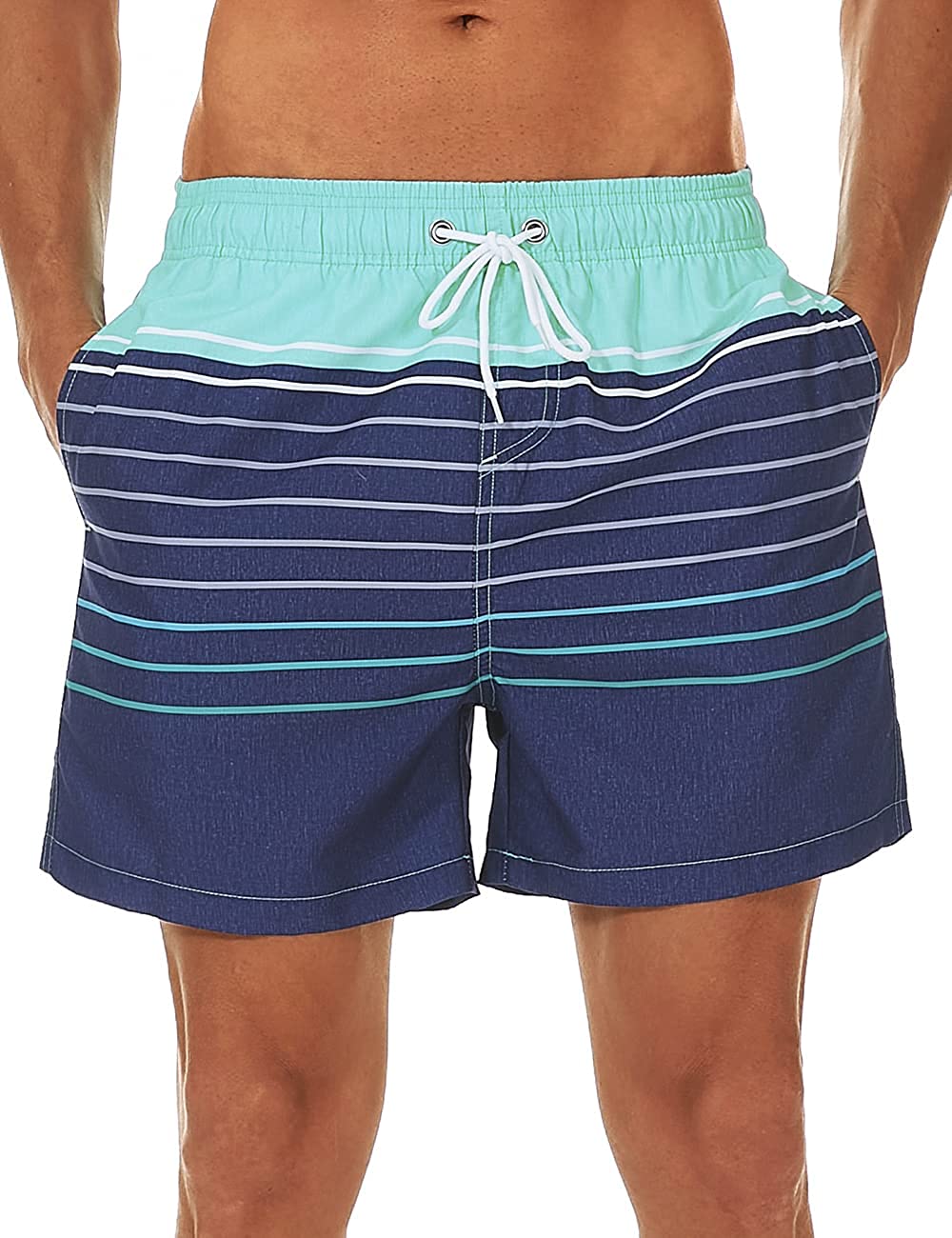 SILKWORLD Mens Swimming Shorts Quick Dry Beach Trunks Swimwear with Mesh Lining 