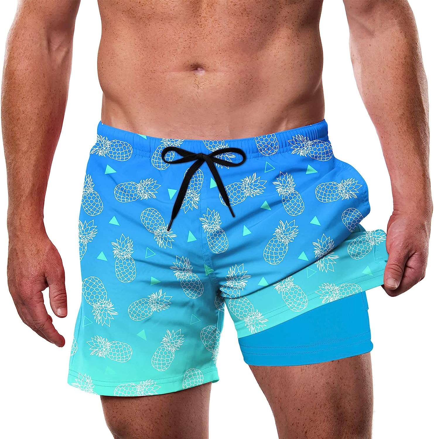 Cozople Mens Swim Trunks 5.5'' Compression Liner Quick Dry Board Shorts 2  in 1 Waterproof Draw Elastic Waist Boxer Briefs : : Clothing,  Shoes