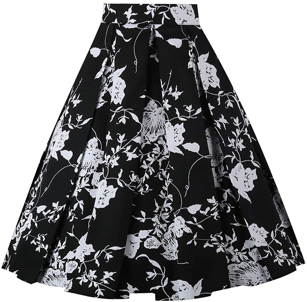 Obbue Dresstore Vintage Pleated Skirt Floral A Line Printed Midi Skirts With Poc Ebay 