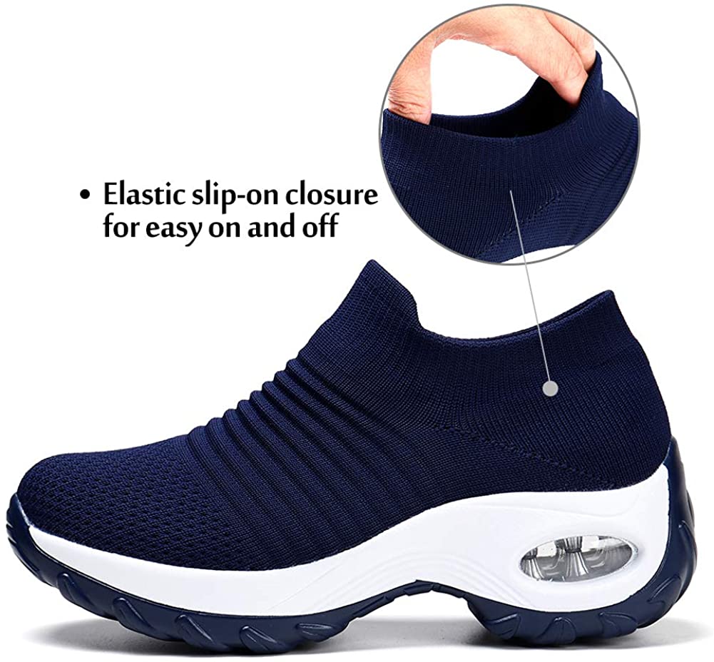 Stq Slip On Breathe Mesh Walking Shoes Women Fashion Sneakers Comfort Wedge Platform Loafers 2910