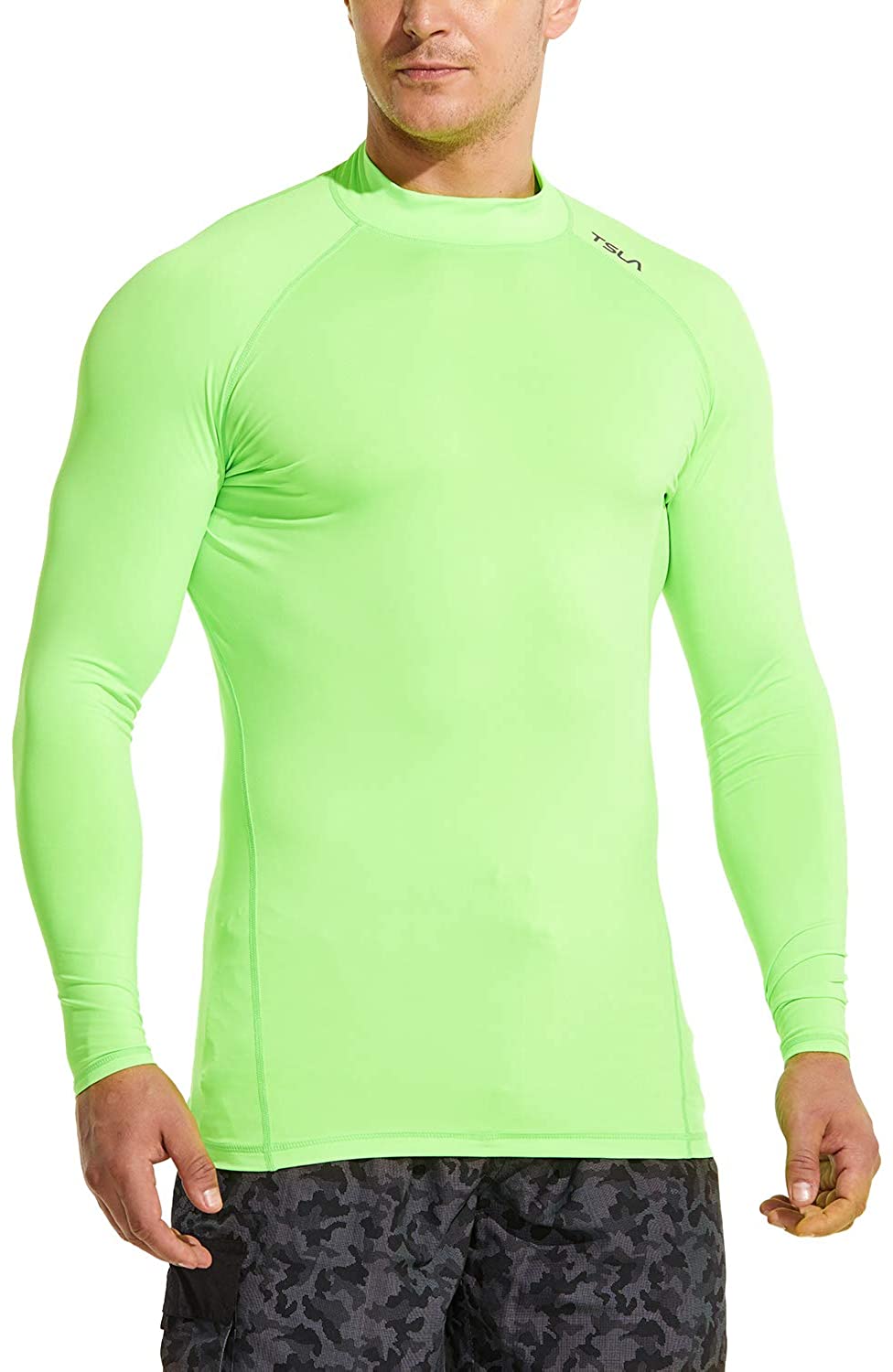 Langarm Rashguard UV/USF Quick-Dry Schwimmshirt TSLA Herren USF 50 auch für Surfen geeignet 
