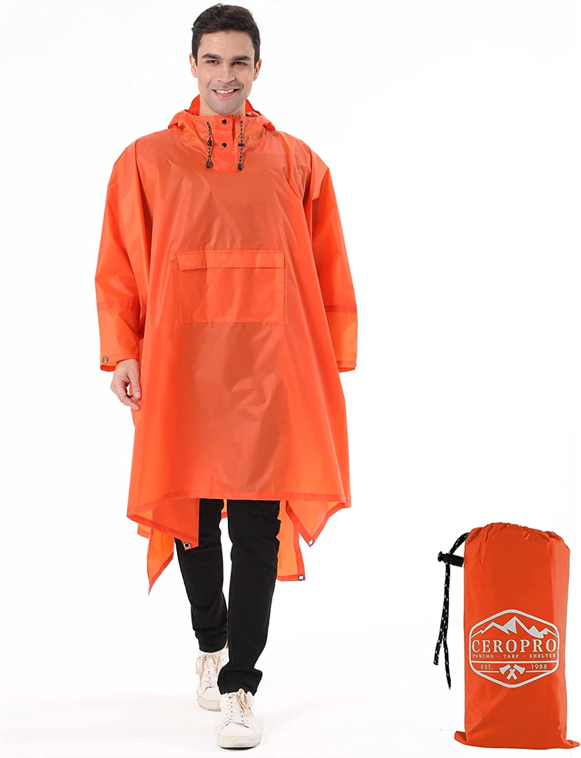 Además pulgar Pantano Rain Ponchos for Adults Reusable - Hooded Raincoats for Men Survival Heavy  Duty | eBay