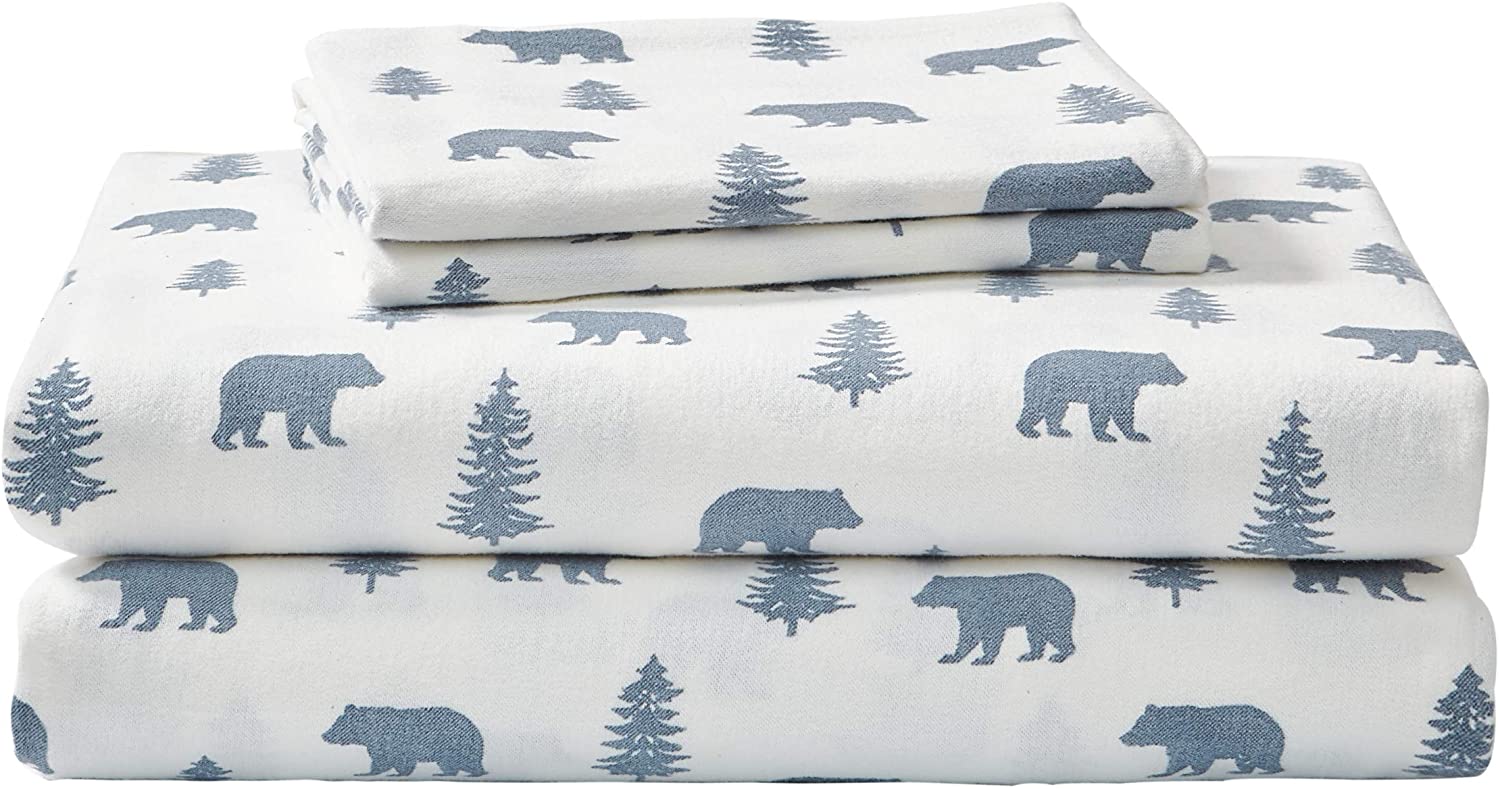 Eddie Bauer 100% Premium Cotton Bedding Sheet Set Flannel Collection Pre-Sh 