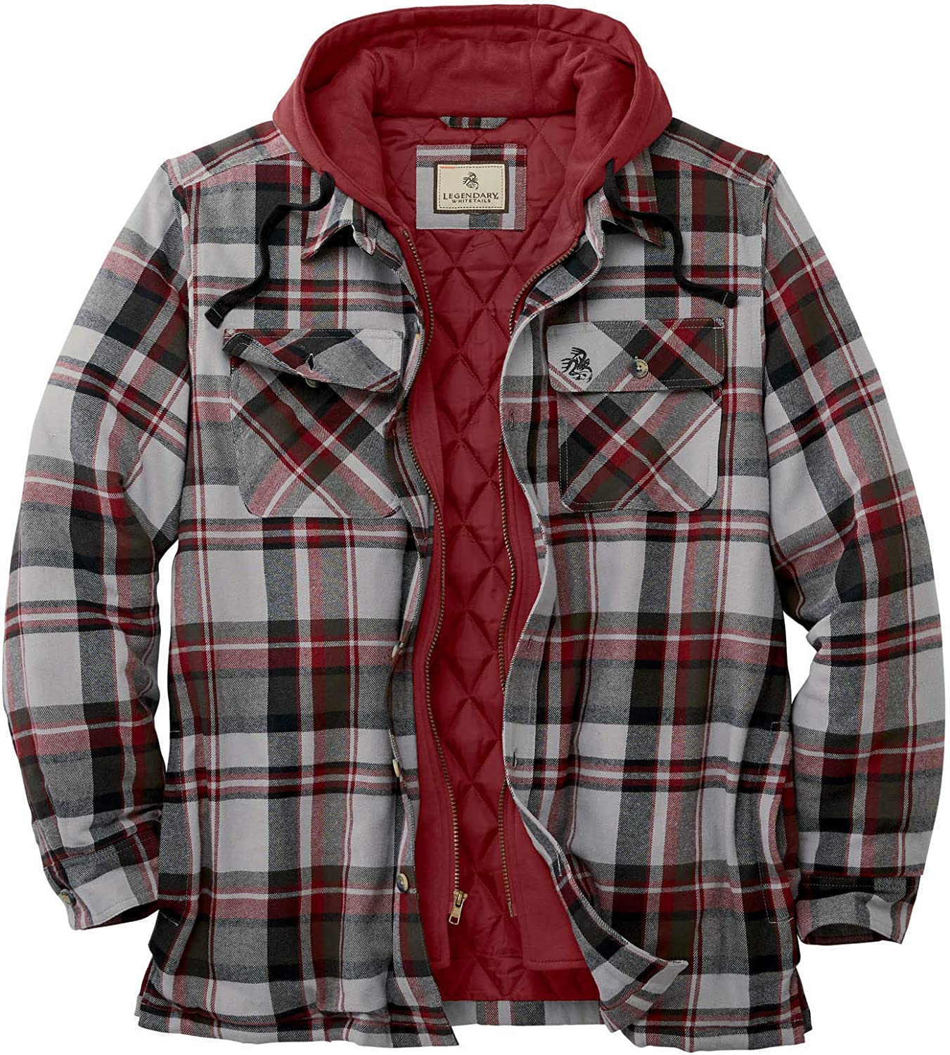 Legendary Whitetails Mens Maplewood Hooded Flannel Shirt Jacket
