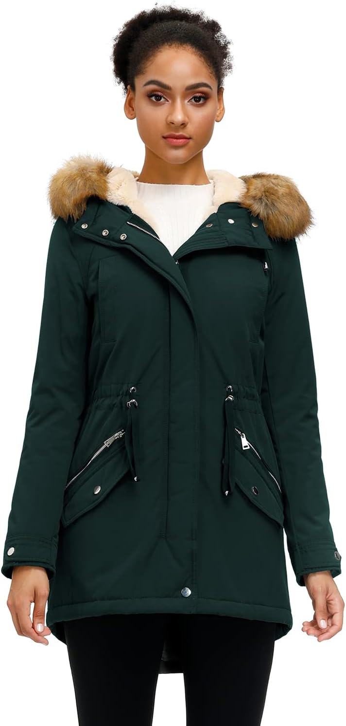ROYAL MATRIX Women's Winter Coats Fleece Lined Parka Jacket Hooded