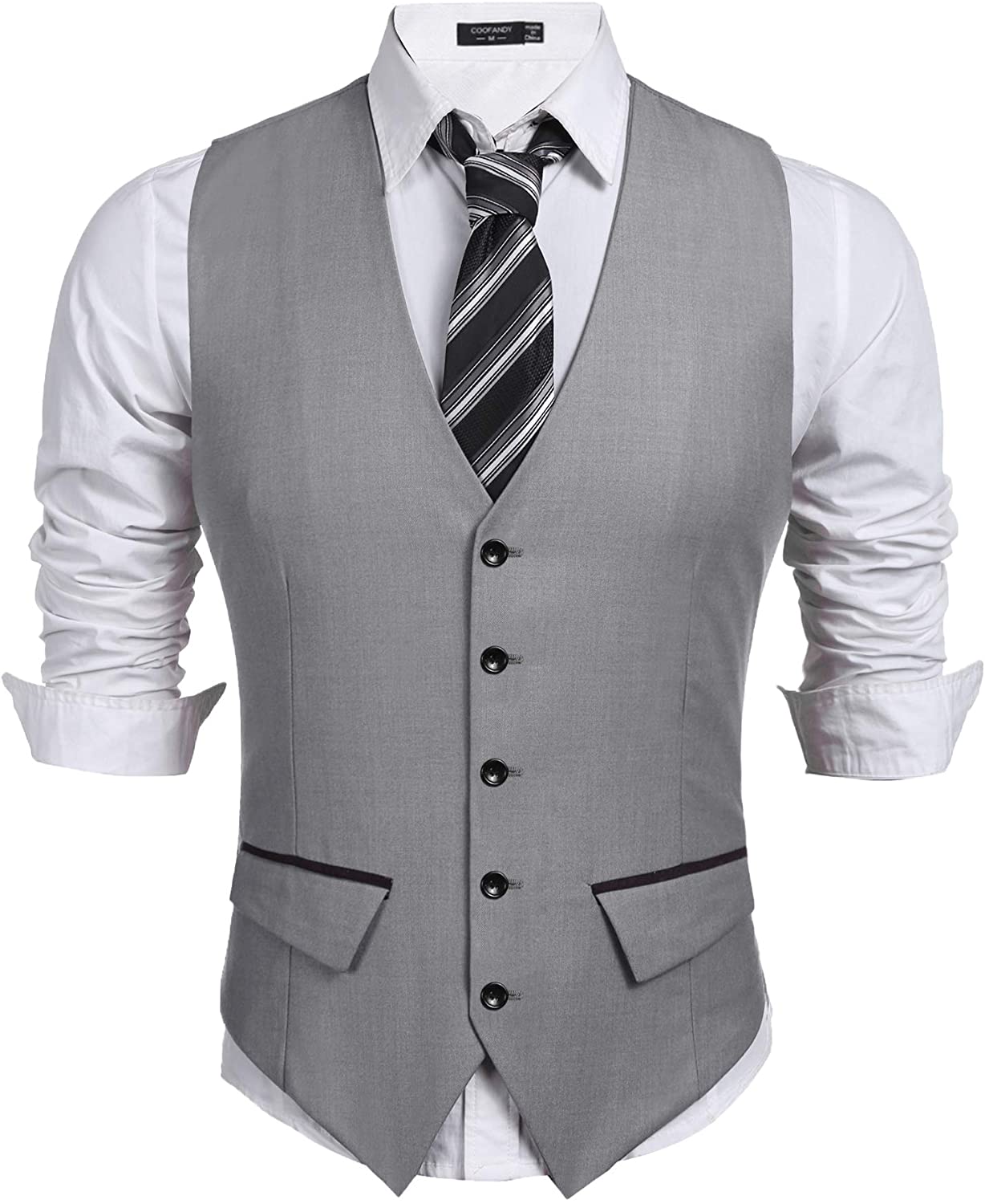 COOFANDY Men's Casual Business Vests Lightweight Waistcoat Slim Fit Suit Vest 