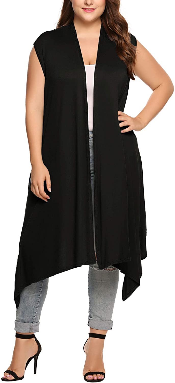 IN&#039;VOLAND Womens Size Sleeveless Cardigan Vest Long Cardigan Open Fr eBay