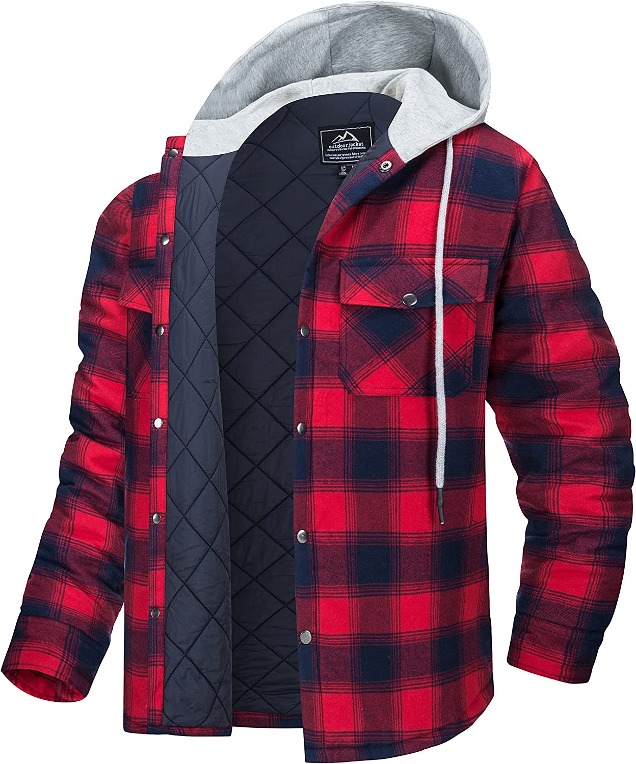 MAGCOMSEN Men's Flannel Shirt Jacket with Hood Long Sleeve