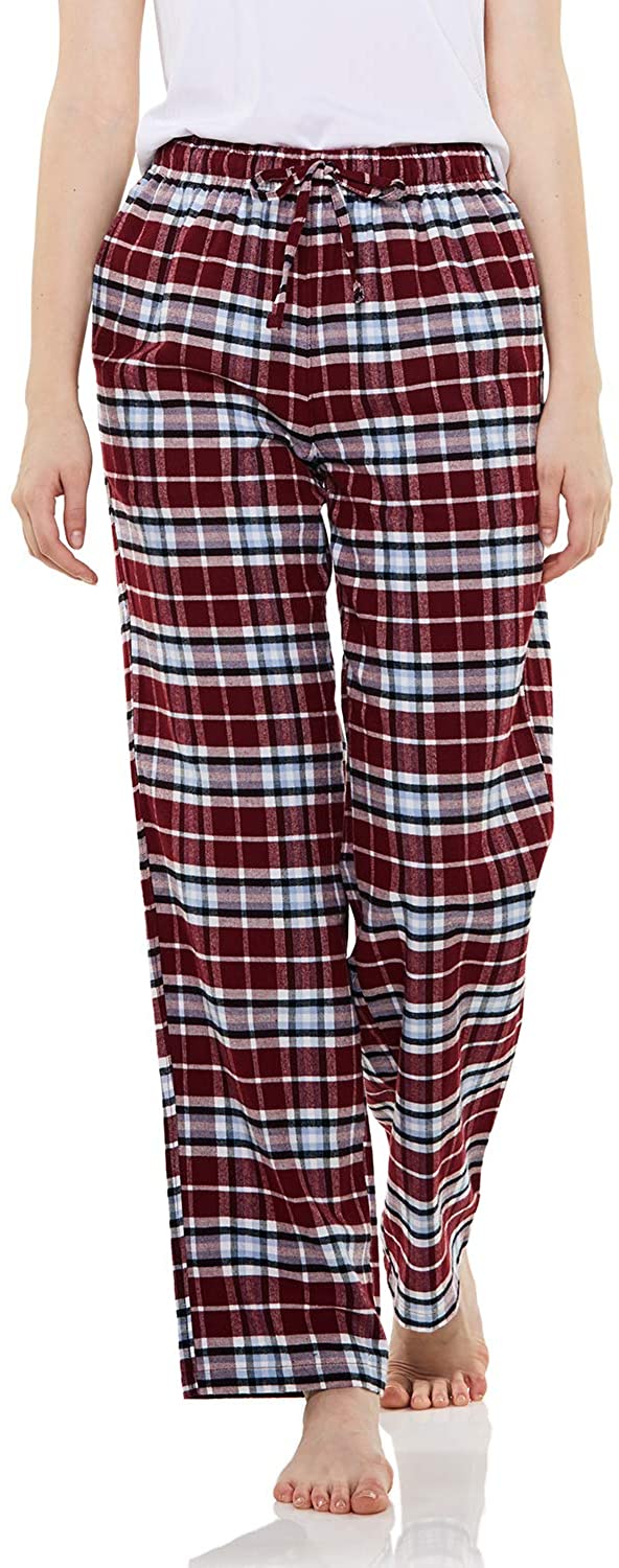 CQR Men's 100% Cotton Plaid Flannel Pajama Pants, Brushed Soft