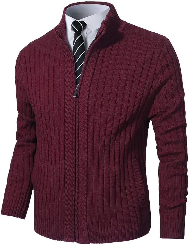 Pioneer Camp Men's Cardigan Sweaters Full Zip Up Stand Collar Slim Fit ...