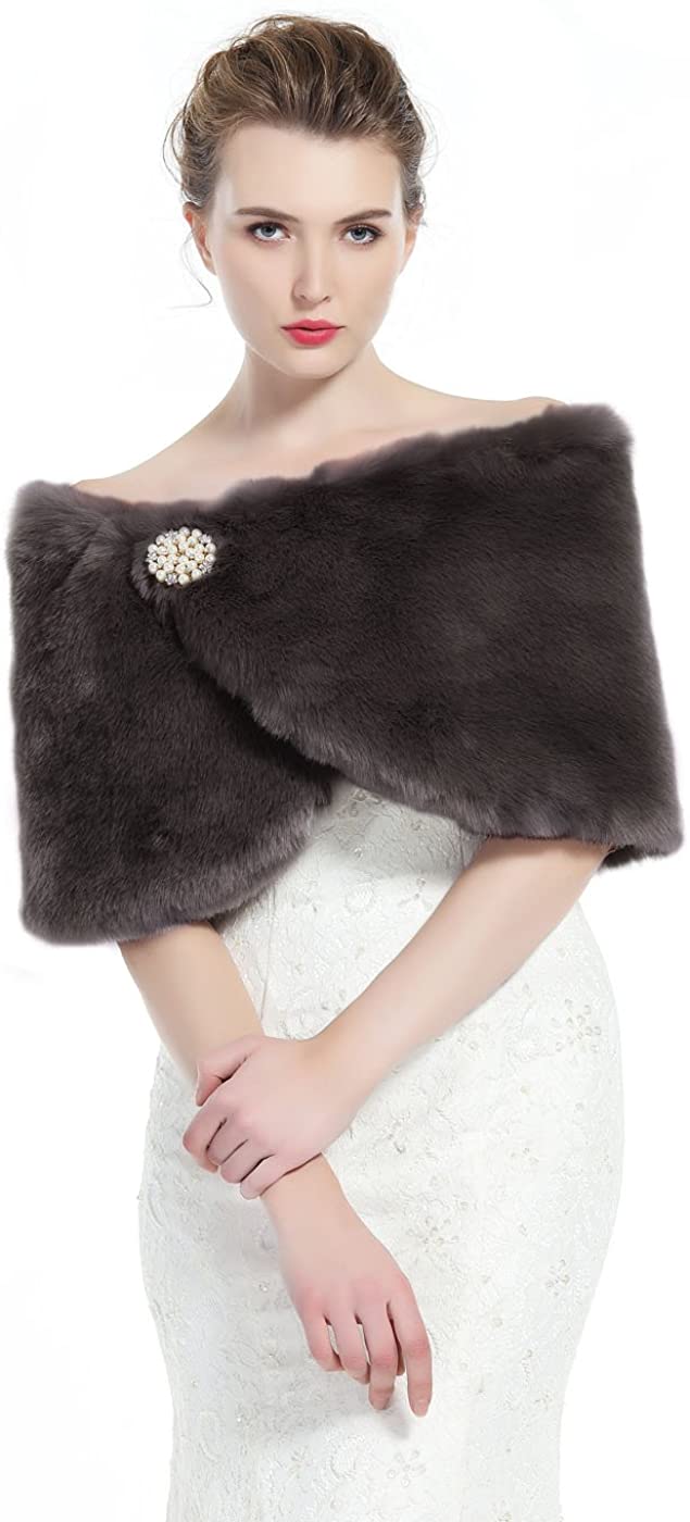 Fashowlife 2019 New Faux Fur Cloak Shawl Fur Scarf Warm Wrap Stole Shrug Winter For Wedding Party 