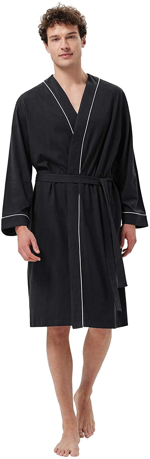thumbnail 7  - SIORO Men&#039;s Cotton Robe Lightweight, Soft Kimono Knee Length Bathrobes for Spa a
