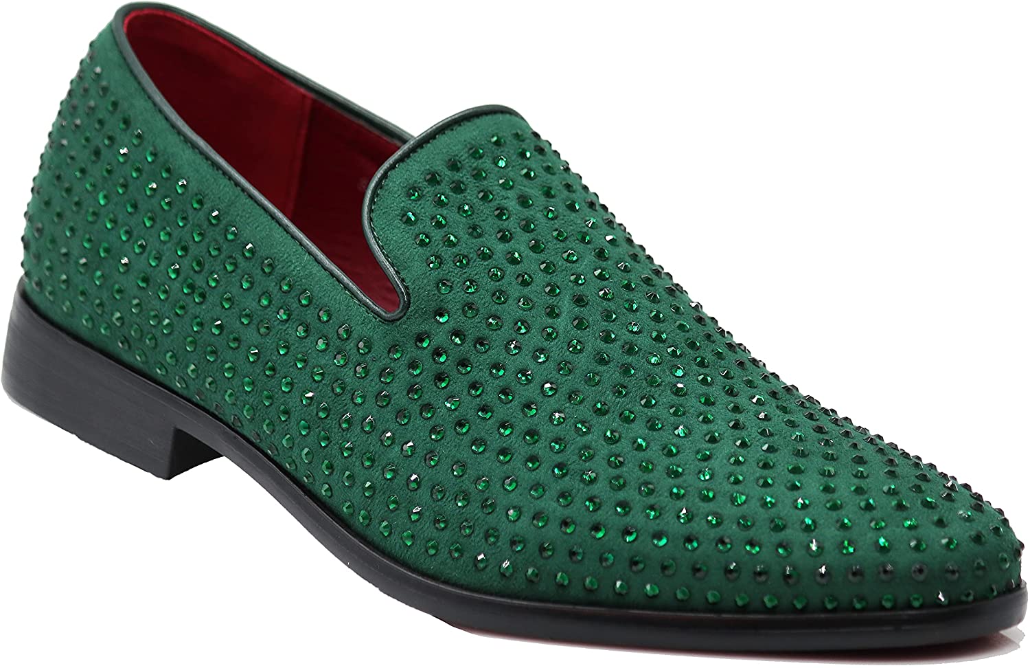 Men's Velvet Loafers, Mens Fashion Dress Shoes Olive