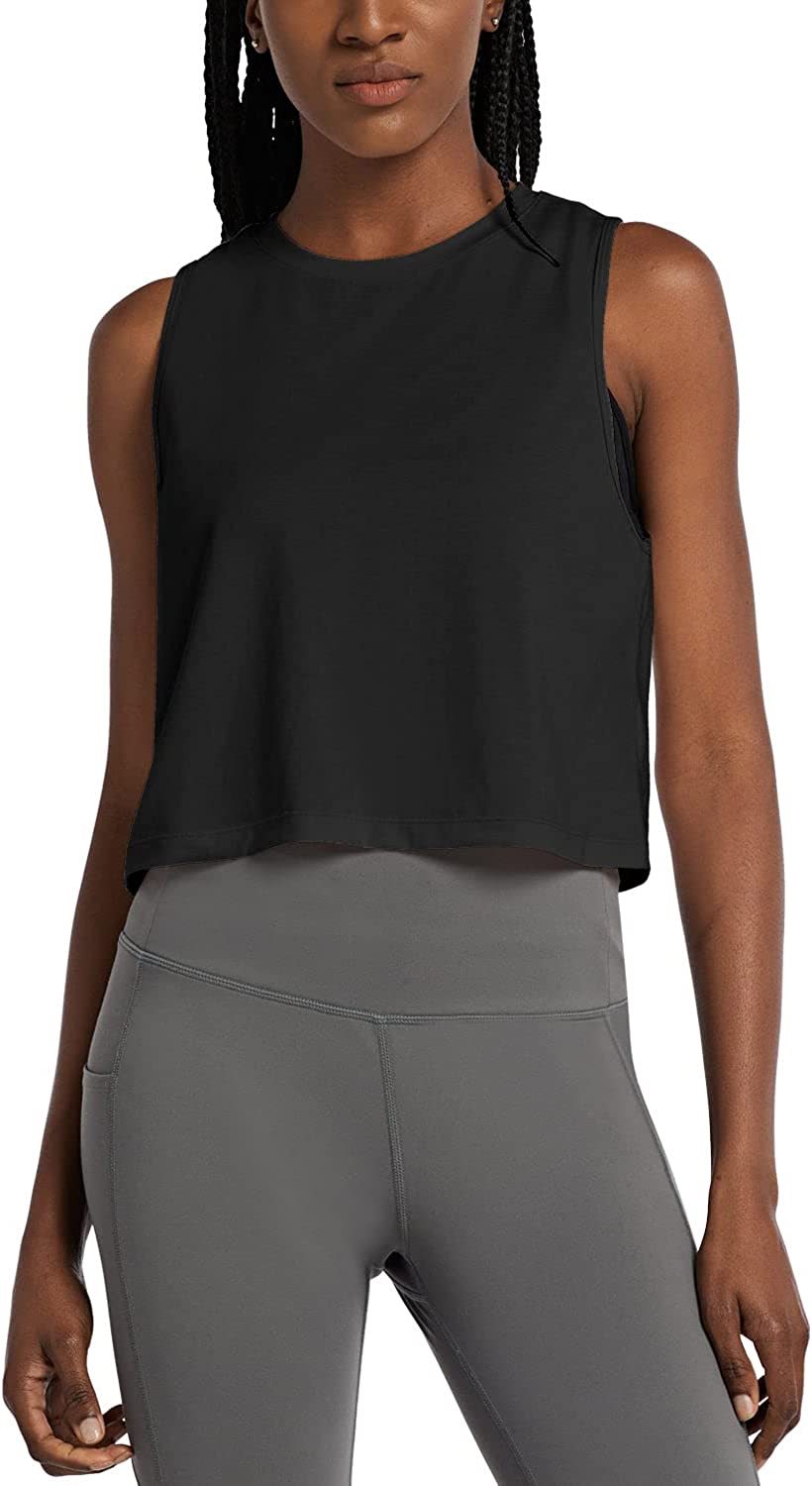 forestille gå Konsultation BALEAF Women's Crop Tops Workout Cropped Tank Tops Athletic Muscle Shirts |  eBay