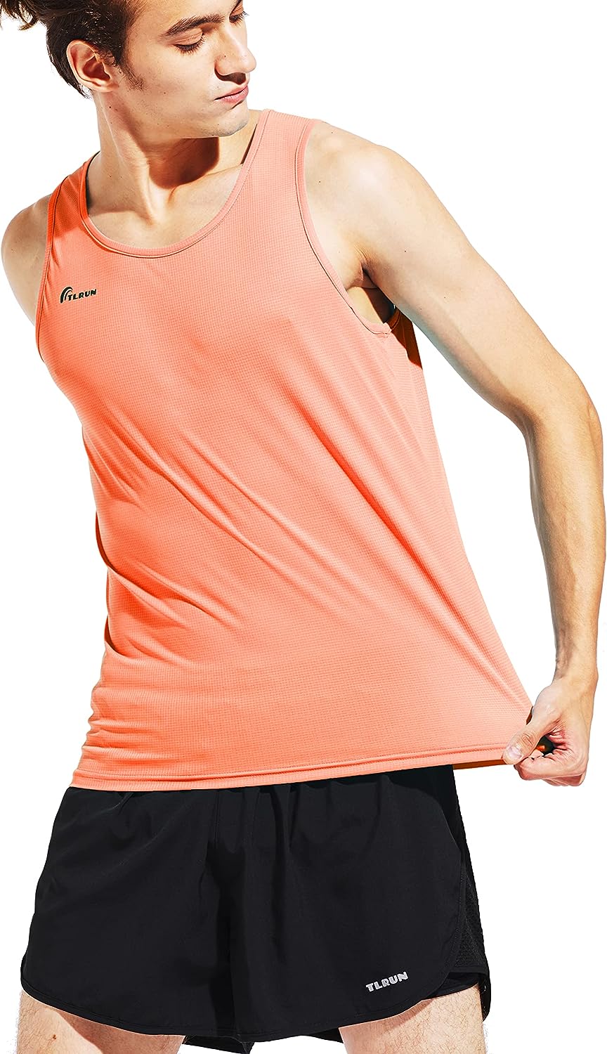 TLRUN Men's Running Tank Top Ultra Lightweight Marathon Singlet Shirts Dry Fit Workout Sleeveless T-Shirt