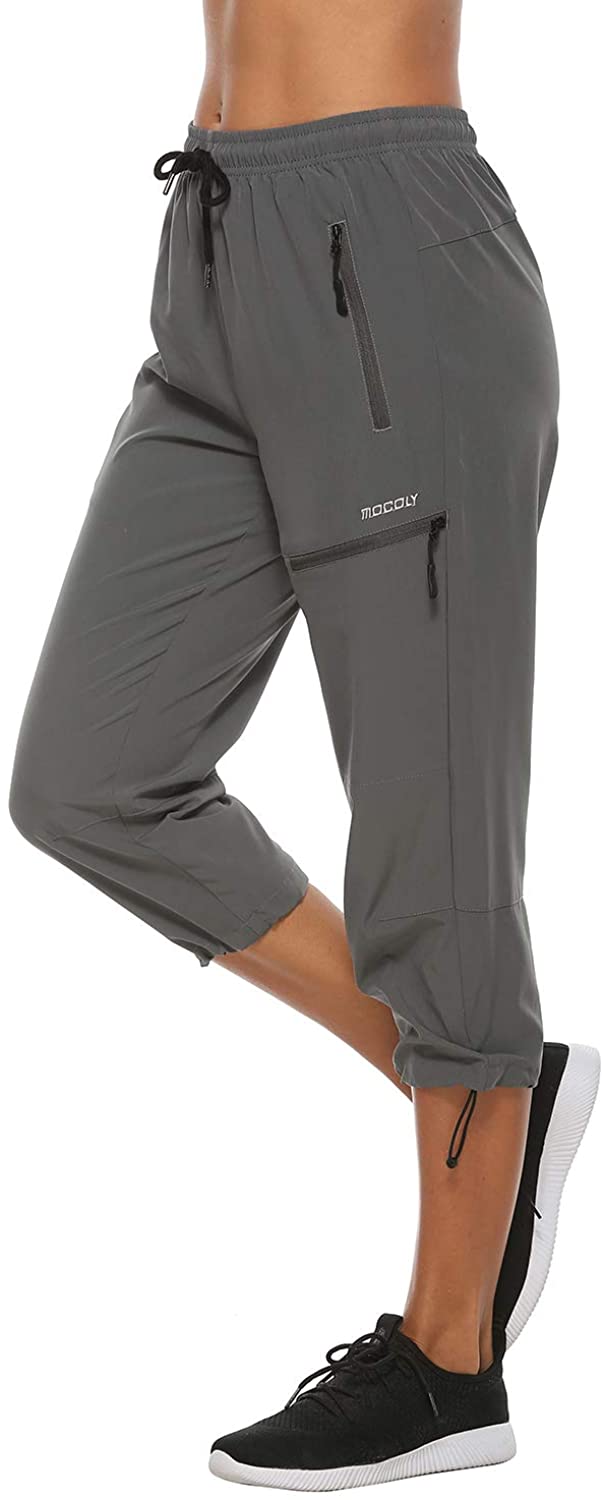 MOCOLY Women's Cargo Hiking Pants Elastic Waist Quick Dry Lightweight ...