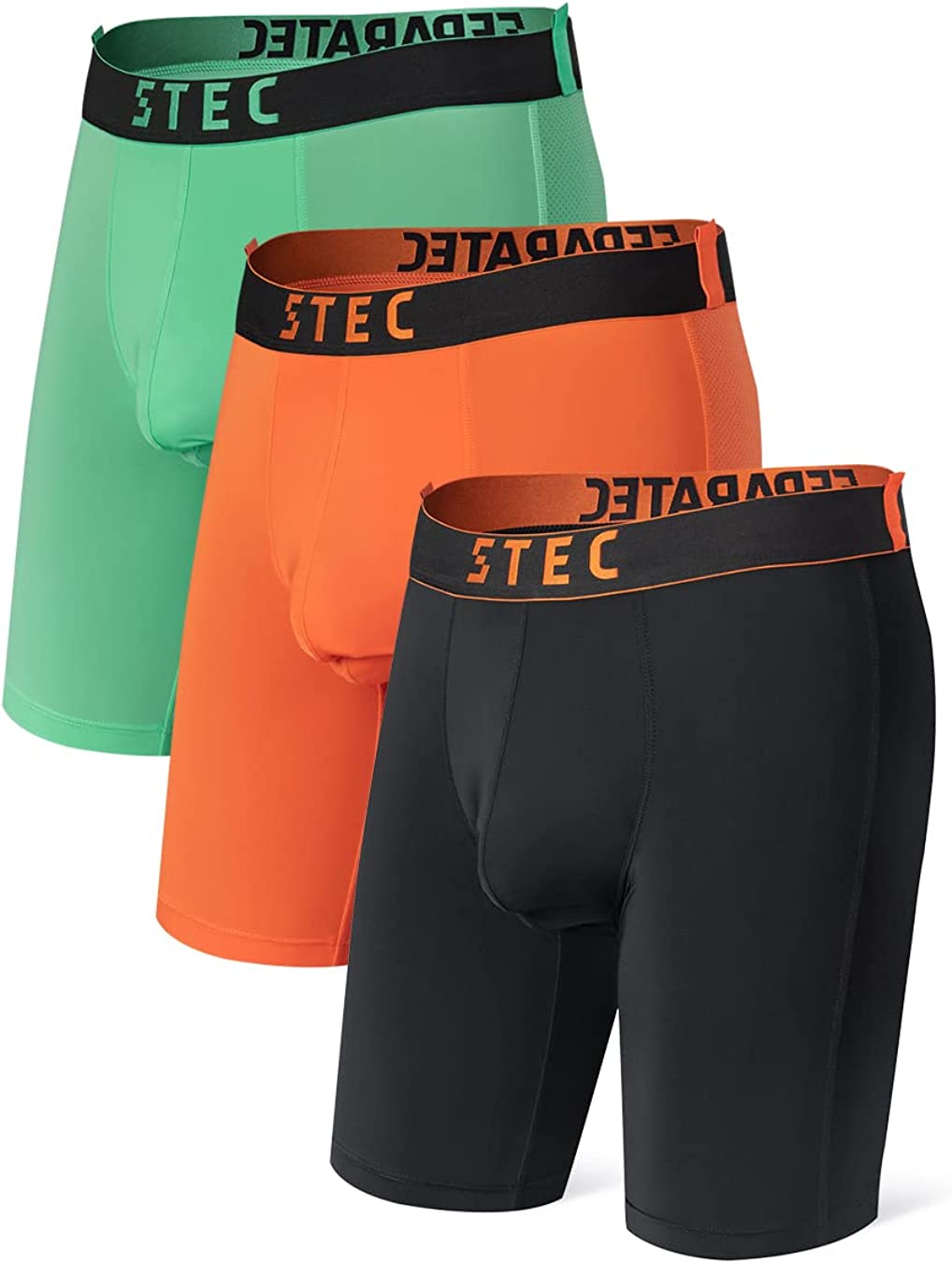 Separatec Men's Dual Pouch Underwear Sports Quick Dry Lightweight  Performance Boxer Briefs Camo Long Leg 2/3 Pack(M-L,Black/Reddish Violet)
